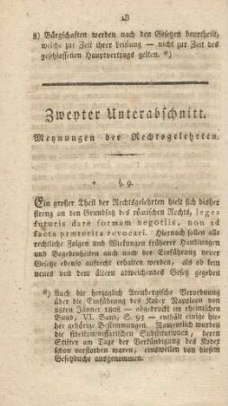 Zweyter Unterabschnitt. Meynungen der Rechtsgelehrten