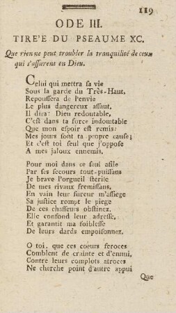 Ode III. Tire'e Du Pseaume XC.