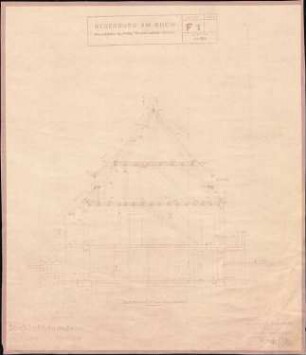 Wiederaufbau des Anwesens Alfred Grozinger-Stein; Neuenburg am Rhein; Querschnitt durch das Wohnhaus