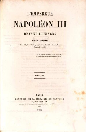 L'empereur Napoléon III devant l'univers