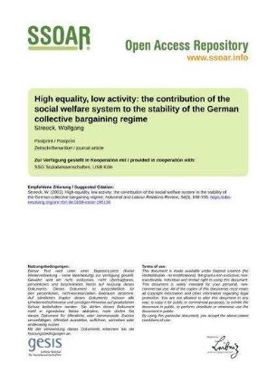 High equality, low activity: the contribution of the social welfare system to the stability of the German collective bargaining regime