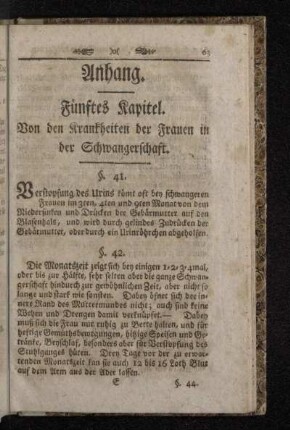 Fünftes Kapitel. Von den Krankheiten der Frauen in der Schwangerschaft.