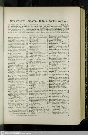 Alphabetisches Personen-, Orts- u. Sachverzeichniss