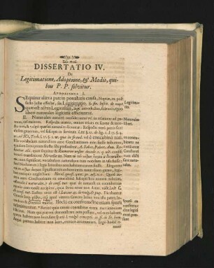 Dissertatio IV. De Legitimatione, Adoptione, & Modis, quibus P. P. solvitur.