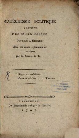 Catechisme politique ...