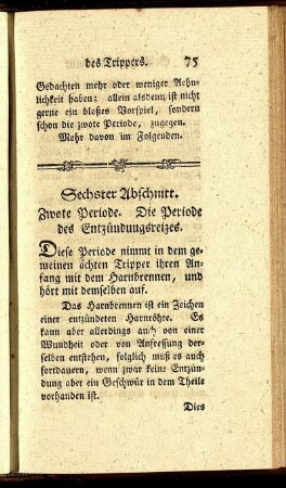 Sechster Abschnitt. Zwote Periode. Die Periode des Entzündungsreizes.