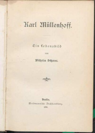 Karl Müllenhoff : ein Lebensbild
