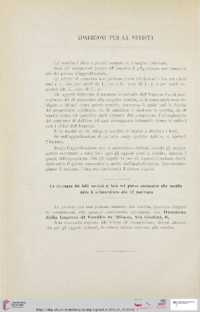 Condizioni per la vendita