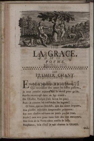 La Grace, Poeme. / Die Gnade. Erster Gesang.