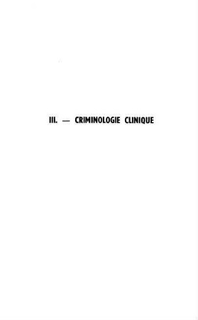 267-330, III. Criminologie clinique