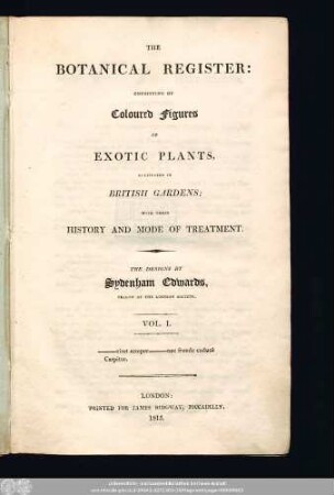 1: The Botanical register : consisting of coloured figures of exotic plants