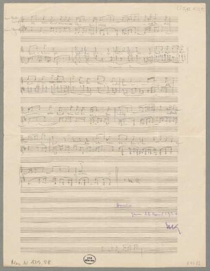 3 Geistliche Lieder, V, cl, Excerpts. Arr - BSB Mus.N. 139,58 : [without title]