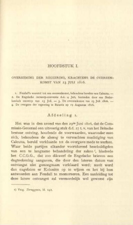 Hoofdstuk I. Overneming der regeering, krachtens de overeenkomst van 23. Juli 1816