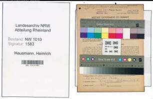 Entnazifizierung Heinrich Hausmann , geb. 26.08.1900 (Baecker)