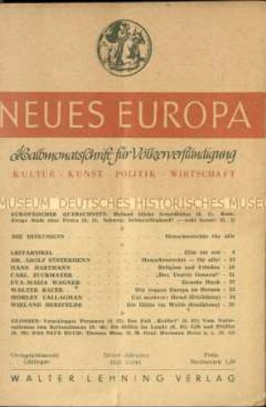 Zeitschrift für Völkerverständigung. 3. Jahrgang 1948