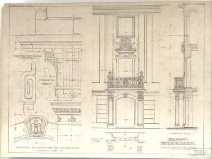 ohne Verfasserangabe; Eichstätt (Bayern); Bauaufnahmen (Bayerisches Denkmälerarchiv), Akademischer Architektenverein, München - Rathausportal (Grundriss, Ansicht, Schnitt, Details)