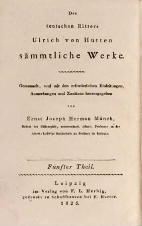 Ulrichi Ab Hutten Equitis Germani Opera Quae Extant Omnia, 5