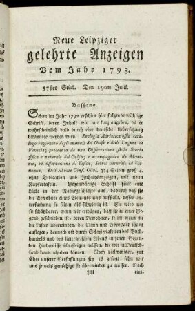 57stes Stück. Den 19ten Julii.