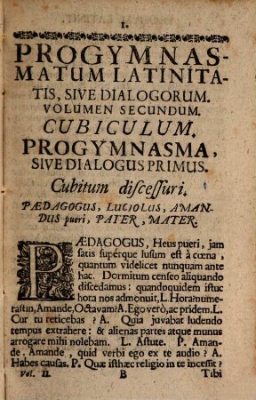 Progymnasmatum latinitatis sive dialogorum volumen .... 2. (1735)