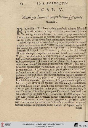 Cap. V.: Analogia humani corporis cum systemate mundi