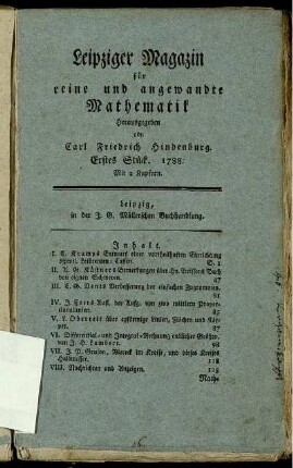 1788: Leipziger Magazin für reine und angewandte Mathematik