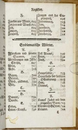 Emblematische Wörter. [Register]