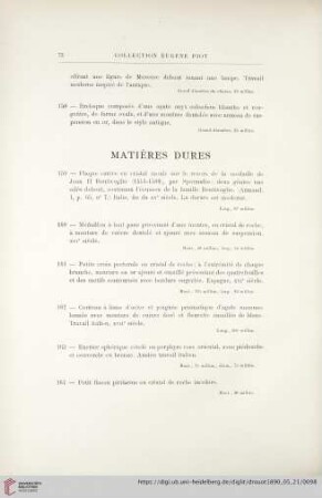 Matières Dures (Nr. 159 - 170)