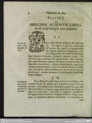 Sectio I. De Principiis Actionum Liberarum Earumque Collisione