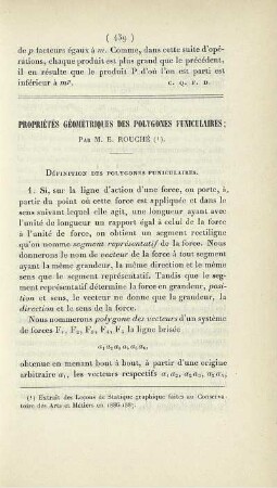 Propriétés géométriques des polygones funiculaires.