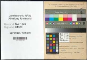 Entnazifizierung Wilhelm Sprenger , geb. 20.05.1902 (Angestellter)