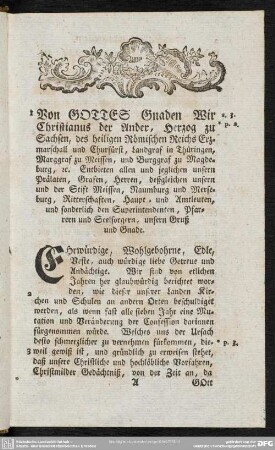 Mandat Churfürst Christiani II.