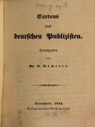 Cartons eines deutschen Publizisten