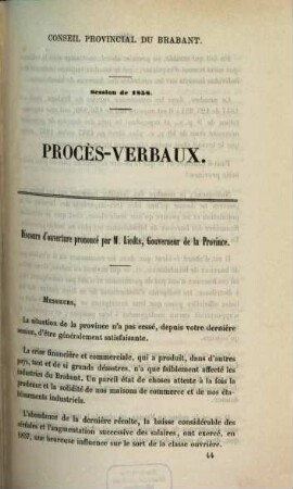Procès verbaux de la session. 1858