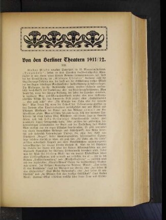 Von den Berliner Theatern 1911/12