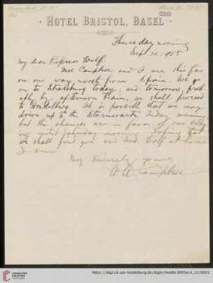 Briefe von William Wallace Campbell an Max Wolf: Brief von William Wallace Campbell an Max Wolf