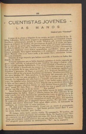 Las manos : Cuentistas jóvenes