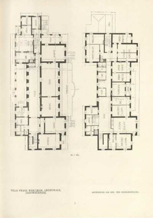 Villa Franz Wertheim, Grunewald, Jagowstrasse. Grundrisse des Erd- und Obergeschosses