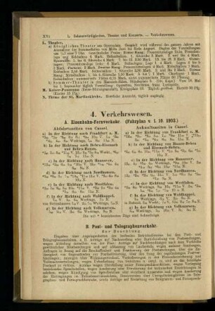 Verkehrswesen (Eisenbahnen, Post, Telegraph, Strassenbahnen, Mietwagen, Dienstmänner)