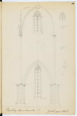 Dominikanerkloster, Regensburg: Innenansicht Detail (aus: Skizzen- und Fotoalbum 6)