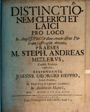 Distinctionem Clerici Et Laici Pro Loco