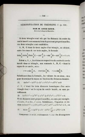 Démonstration du théoreme I.