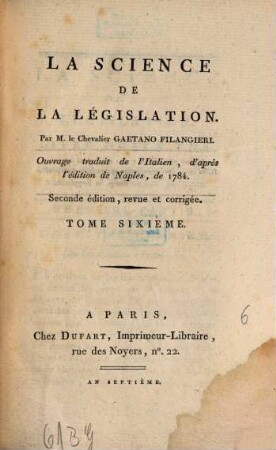 La Science De La Législation, 6