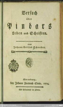 Versuch über Pindars Leben und Schriften