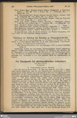 Der Standpunkt bei photographischen Aufnahmen