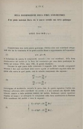 Sulla decomposizione della forza acceleratrice d'un punto materiale libero che si muove secondo una curva qualungque.