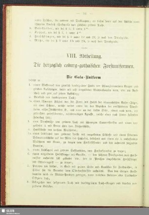 VIII. Abtheilung. Die herzoglich coburg-gothaischen Forstuniformen