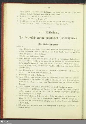 VIII. Abtheilung. Die herzoglich coburg-gothaischen Forstuniformen