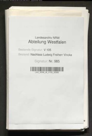 40 Briefe an beide Eltern von der Tochter Eleonore Vincke und dem Schwiegersohn Ludwig Vincke (davon 1 Brief 1813 Photo nach Or. Böhme, Hamm)