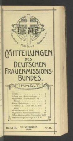 Band III. November. 1909. Nr. 11