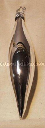 Glasbehang für Weihnachtsbaum: spindelförmiger, silberner Zapfen